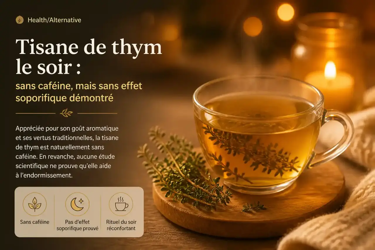 Tisane de thym le soir : sans caféine, mais sans effet soporifique démontré
