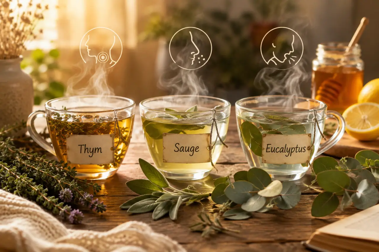 Rhume : quelle tisane choisir entre thym, sauge et eucalyptus selon vos symptômes ?
