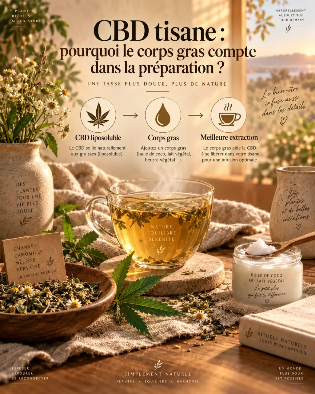 CBD tisane : pourquoi le corps gras compte dans la préparation