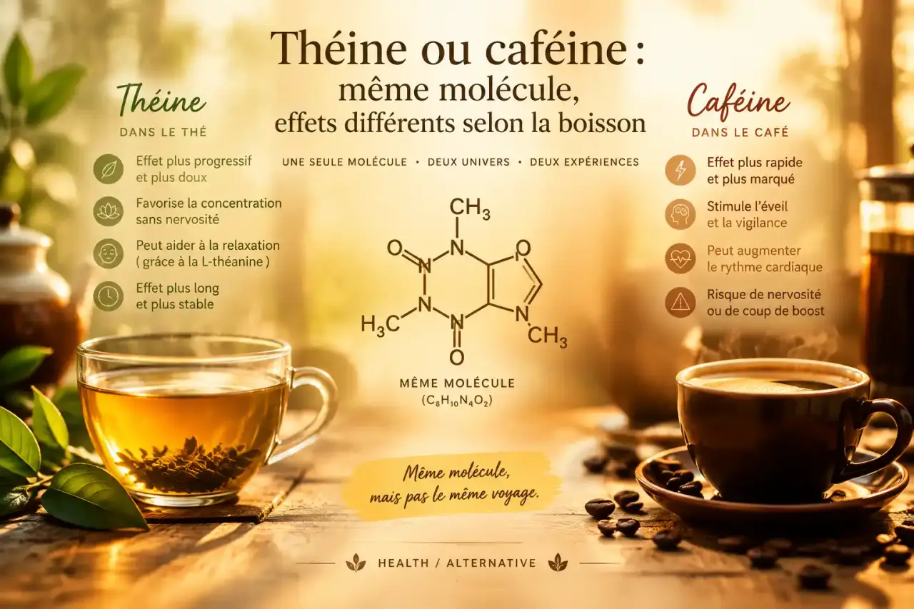 Théine ou caféine : même molécule, effets différents selon la boisson