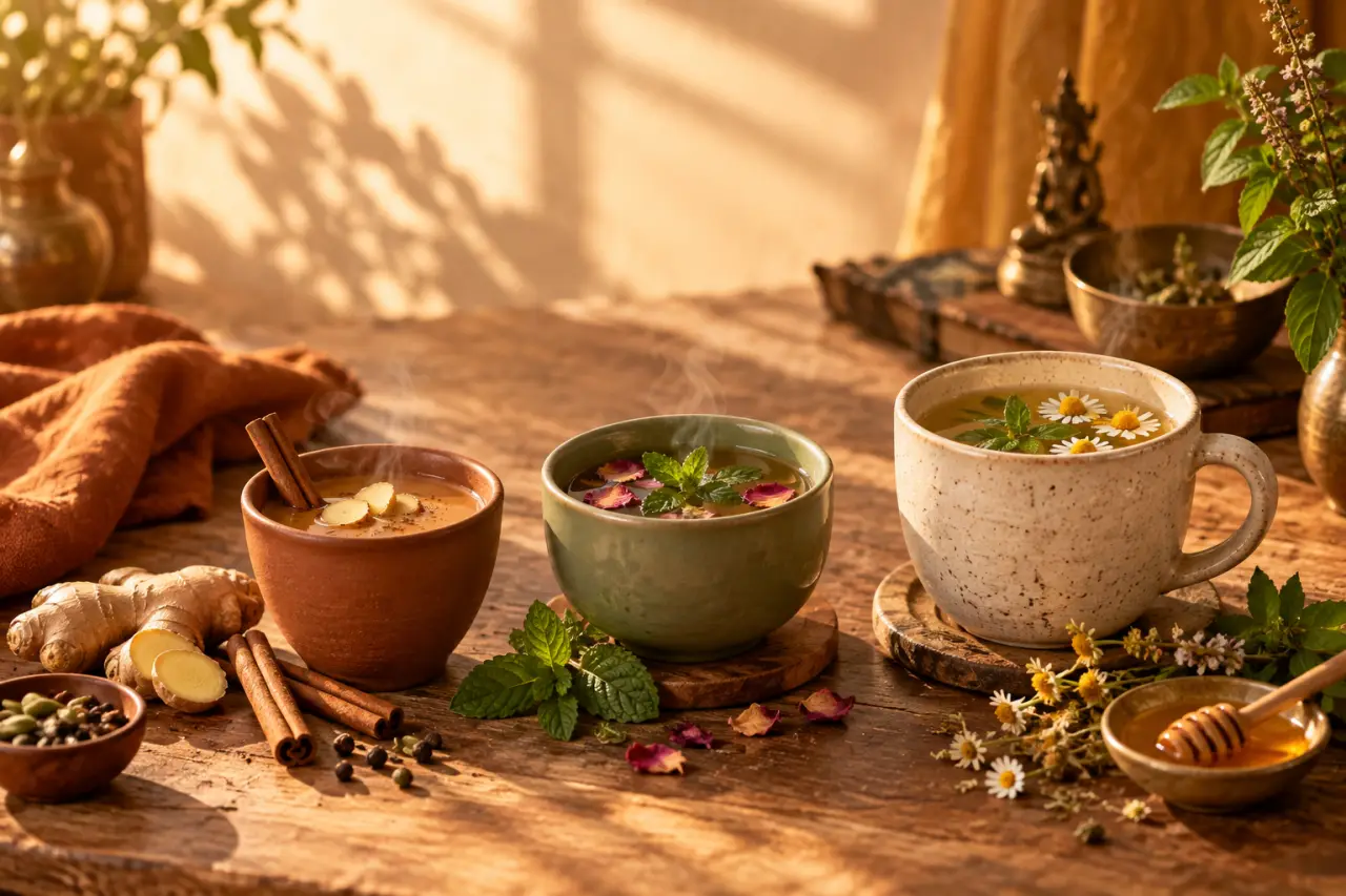 Infusion ayurvédique : choisir sa tasse selon le dosha, la saison et le moment