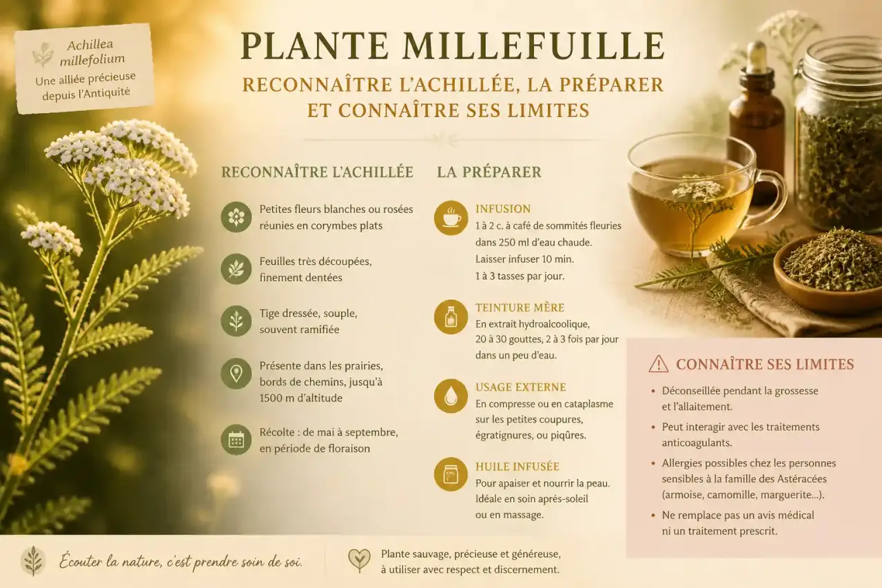 Plante millefeuille : reconnaître l’achillée, la préparer et connaître ses limites