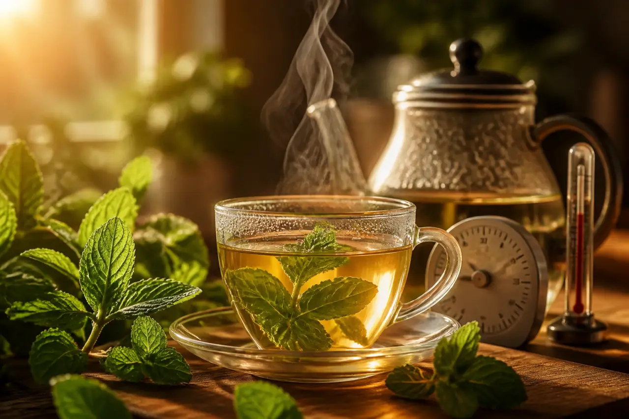 95 °C et 7 à 10 minutes : la bonne méthode pour une tisane de menthe poivrée